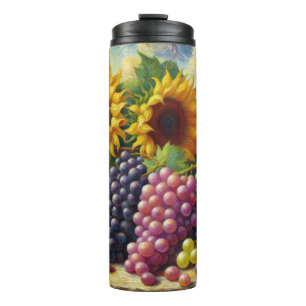 Termo Pintura de aceite de uvas y girasoles