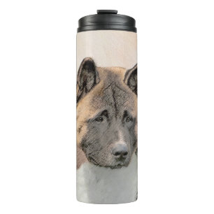 Termo Pintura de Akita - Arte de Perro Original.