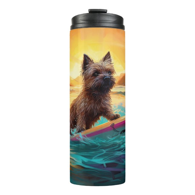 Termo Pintura de Cairn Terrier Beach Surfing (Anverso)
