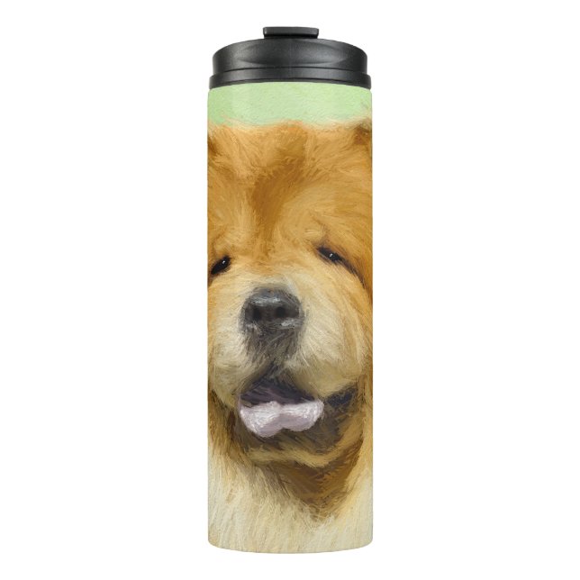 Termo Pintura de Chow Chow - Arte Perro Original. (Anverso)