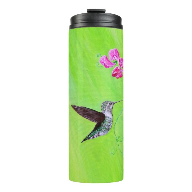 Termo Pintura de colibrí y guisantes dulces (Anverso)