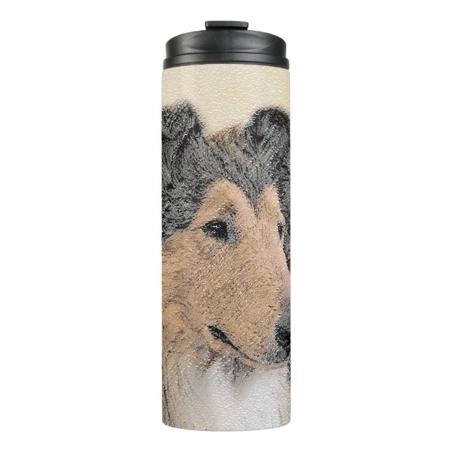 Termo Pintura de Collie (Rough) - Arte de Perro Original (Anverso)