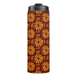 Termo Pintura de flores caídas, garabatos, textu grueso