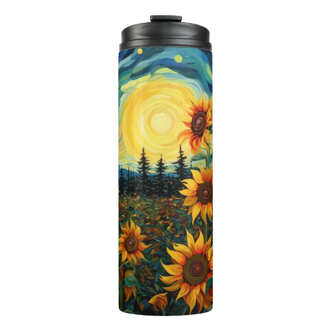 Termo Pintura de girasoles de Van Gogh (Anverso)