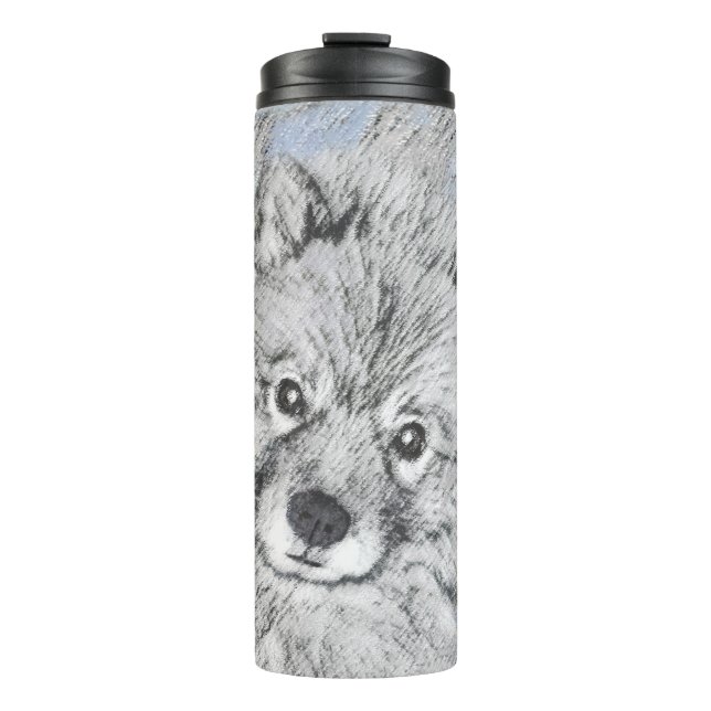 Termo Pintura de Keeshond Beth - Arte de Perro Original. (Anverso)