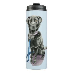 Termo Pintura de la acuarela del perro negro