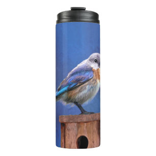 Termo Pintura de pájaro azul (hembra) - Arte de pájaros