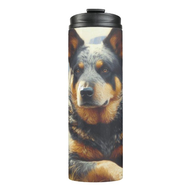 Termo Pintura de perro de ganado antiguo de Australia (Anverso)