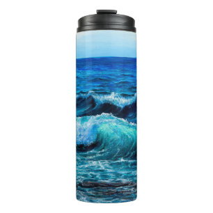 Termo Pintura de petróleo que muestra olas en el océano 