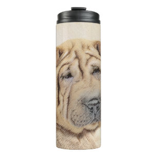 Termo Pintura de Shar Pei - Arte Perro Original Cuto