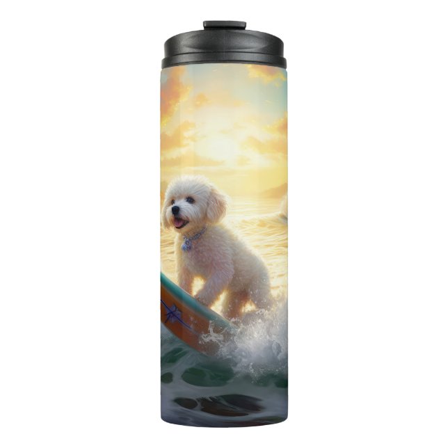 Termo Pintura de surf de Bichon Frise Beach (Anverso)