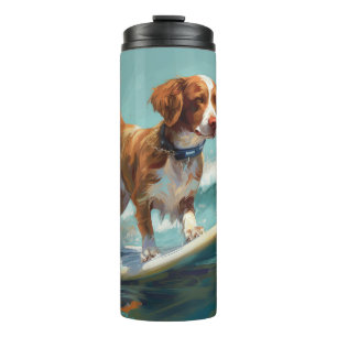 Termo Pintura de surf en la playa de Brittany Spaniel