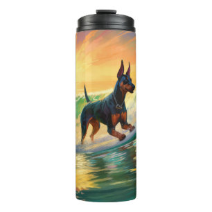 Termo Pintura de surf en la playa de Doberman