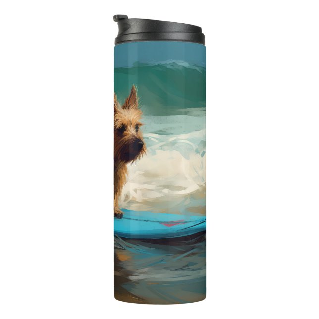 Termo Pintura de Surf en la Playa de Terrier Australiano (Rotado hacia la derecha)