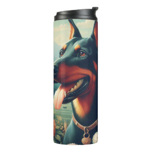 Termo Pintura de Vintage Cute Doberman
