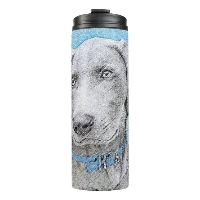 Termo Pintura de Weimaraner - Arte de Perro Original. (Anverso)