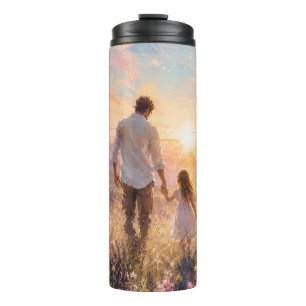 Termo Pintura del amanecer de padre e hija