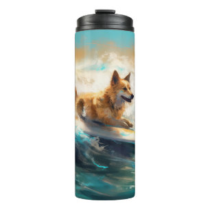 Termo Pintura finlandesa de Lapphund Beach Surfing