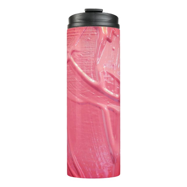 Termo Pintura húmeda goteando arte rosado (Anverso)