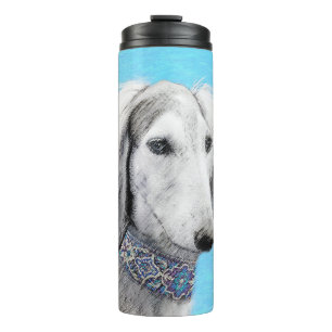 Termo Pintura Saluki (plateada) - Arte Perro Original.