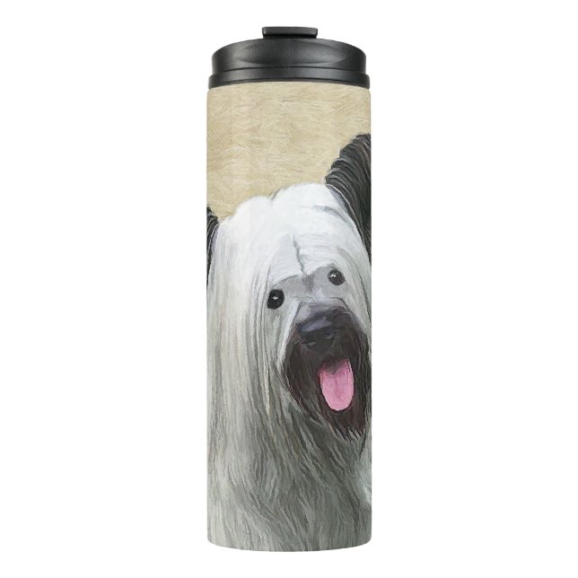 Termo Pintura Skye Terrier - Arte Perro Original. (Anverso)