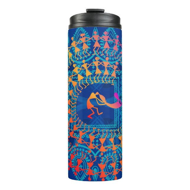 Termo Pintura warli - dibujo a mano tradicional del anci (Anverso)