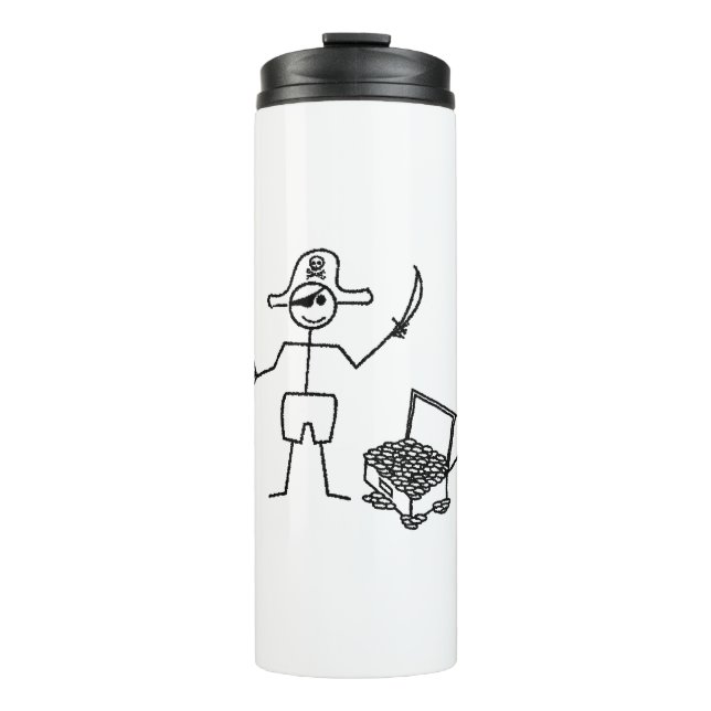 Termo Pirata Stickman con el tesoro del pecho (Anverso)