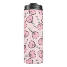 Pirulís rosados, pirulís con forma de corazón, pat