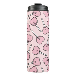 Termo Pirulís rosados, pirulís con forma de corazón, pat