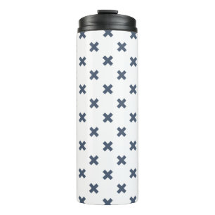 Termo Pisos cruzados de color azul-gris sobre blanco
