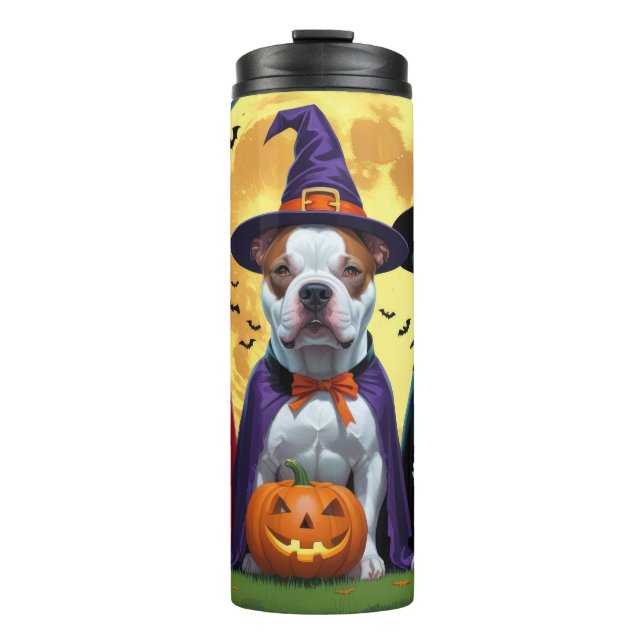 Termo Pitbull Dogs Pumpkin Halloween Funny (Anverso)