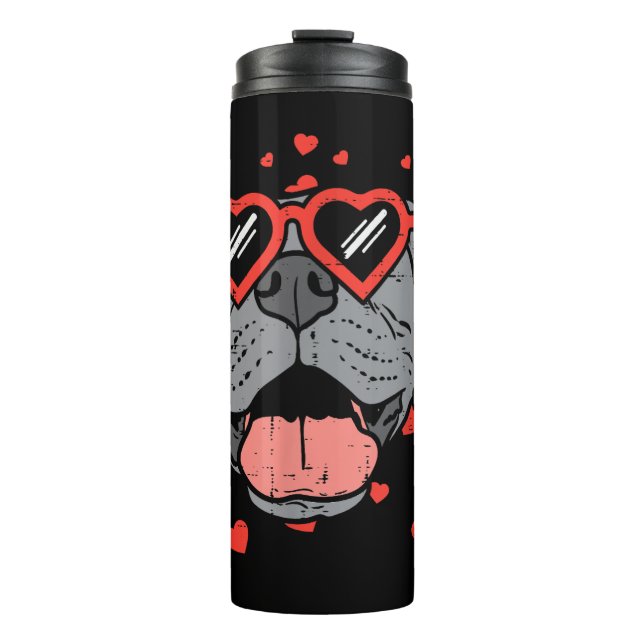 Termo Pitbull Face Glasses Día de San Valentín Mascota P (Anverso)