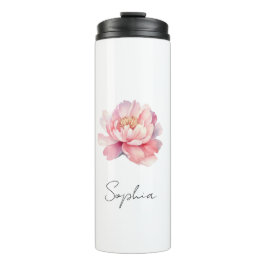 Termo Pivoine Aquarelle Rose Personnalisée