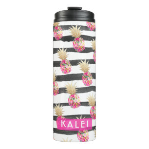 Termo PixDezines Aloha Piñas/Rosa Caliente+Faux GOld