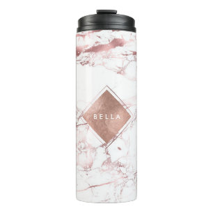 Termo PixDezines BLANCO MARBLE FAUX ROSE GOLD VEINS