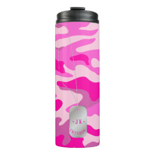 Termo PixDezines Dogtag Monograma Sassy Rosa Camuflaje