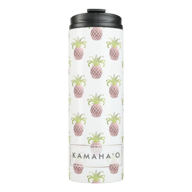 Termo PixDezines Faux Rosa Piñas de Oro (Anverso)