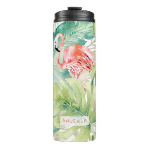 Termo PixDezines Flamencos rosados + Foliage tropical