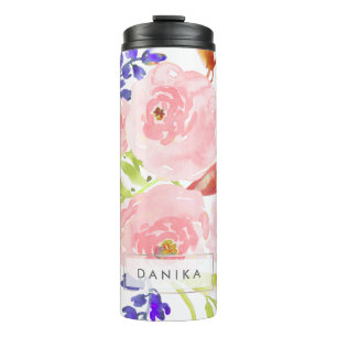 Termo PixDezines Floral Acuarela/Fondo de bricolaje