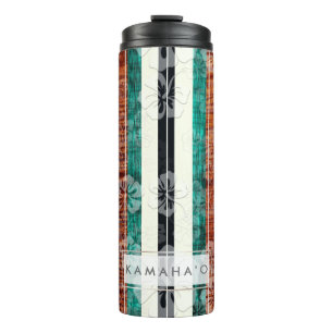 Termo PixDezines Hibiscus Faux Koa Wood Longboard