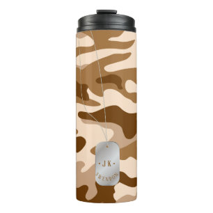 Termo PixDezines Placa de Perro Monograma Camuflaje Aren