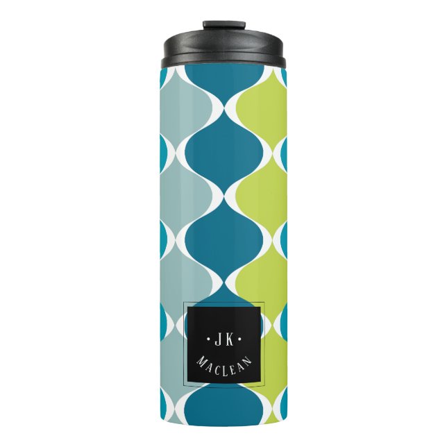 Termo PixDezines Retro Mod Ogee, Verde Azul Turquesa (Anverso)