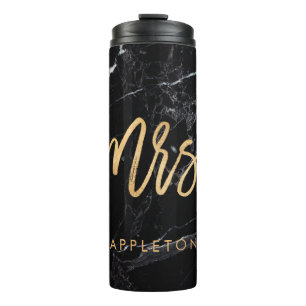 Termo PixDezines Sra. BLACK MARBLE FAUX ORO