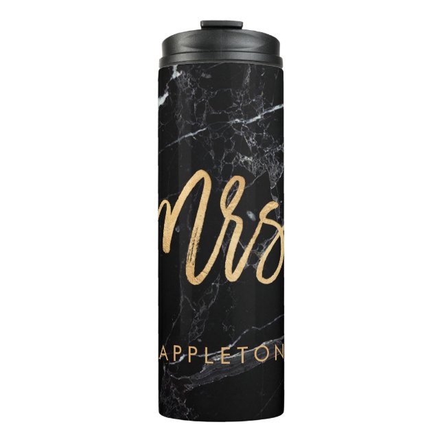 Termo PixDezines Sra. BLACK MARBLE FAUX ORO (Anverso)