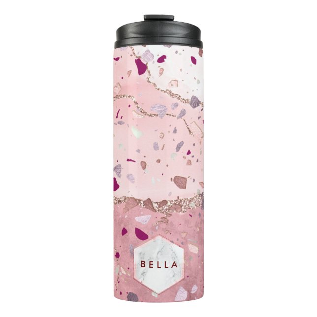Termo PixDezines TERRAZZO ORO ROSA, BURGUNDY (Anverso)