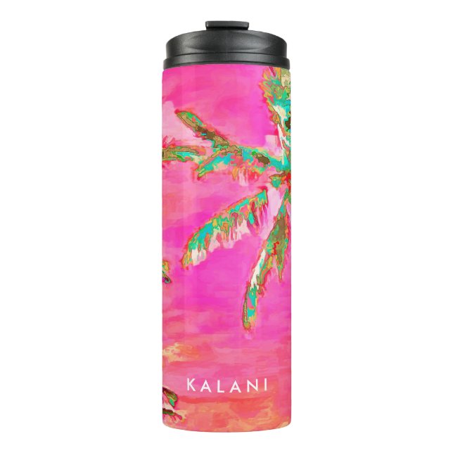 Termo PixDezines Vintage Hawaiian Beach/Pink/Verde azula (Anverso)
