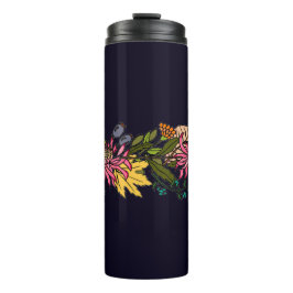 Termo Pizarra de flores de yeso rosa y amarillo