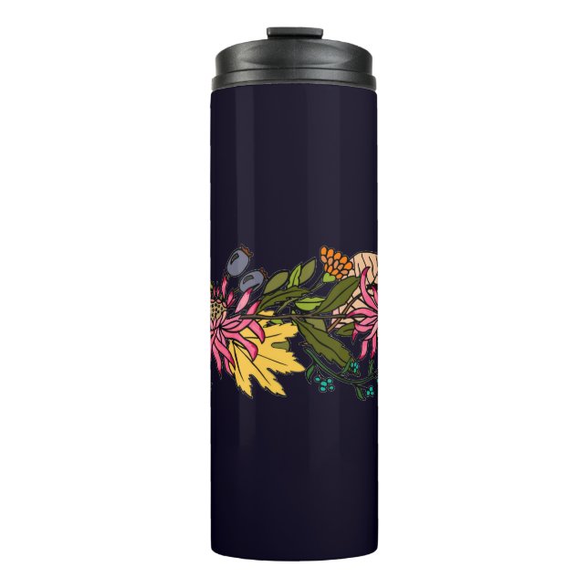 Termo Pizarra de flores de yeso rosa y amarillo (Anverso)