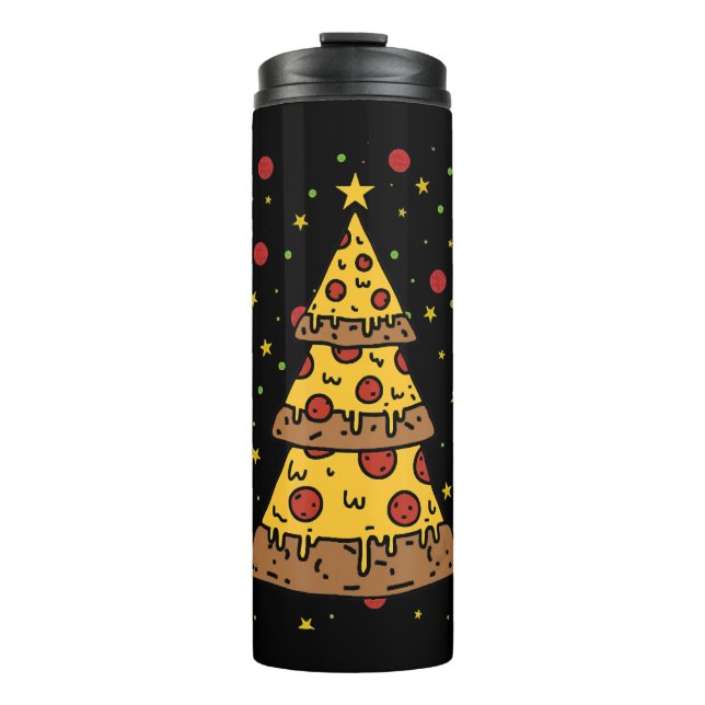 Termo pizza navidad luces de árbol navidad hombres chico (Anverso)