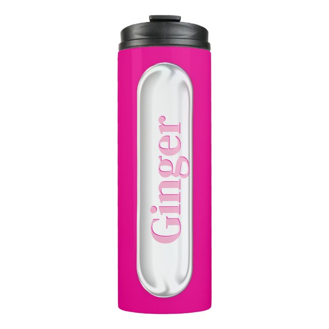 Termo Placa de nombre personalizada de vidrio falso rosa (Anverso)